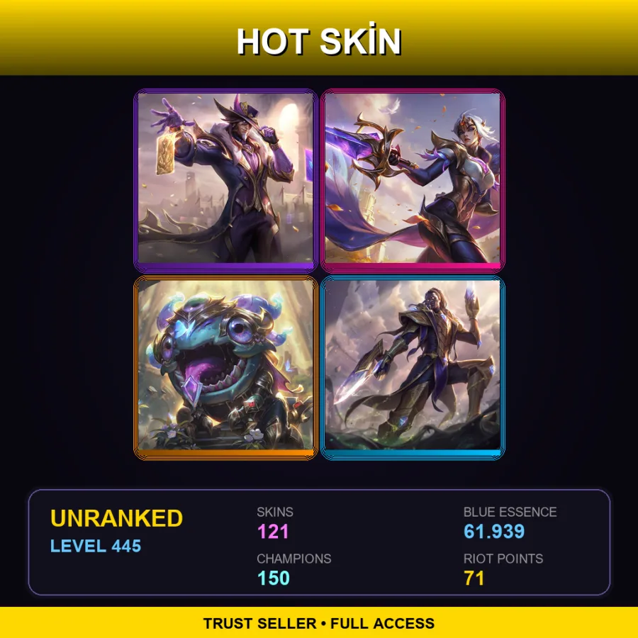 BR | Lv445 | Unranked | 121 Skin | 150 Champ