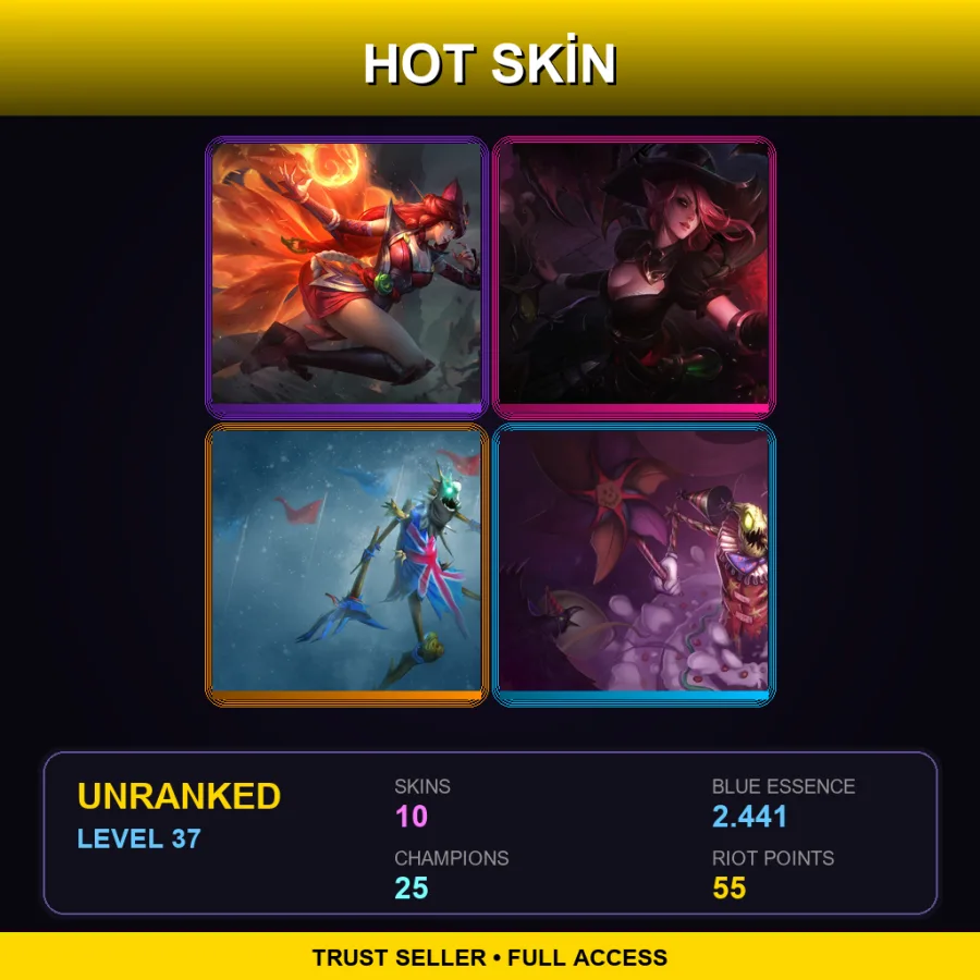 NA | Lv37 | Unranked | 10 Skin | 25 Champ