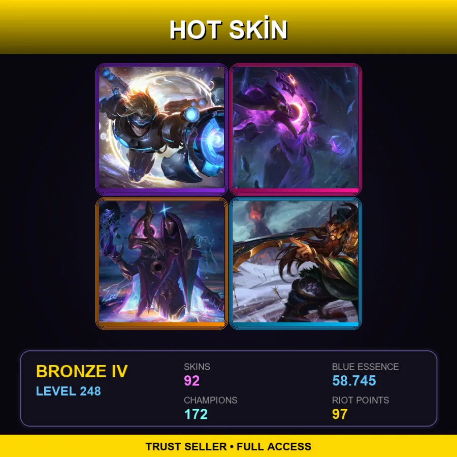 SG | Lv248 | Bronze IV | 92 Skin | 172 Champ