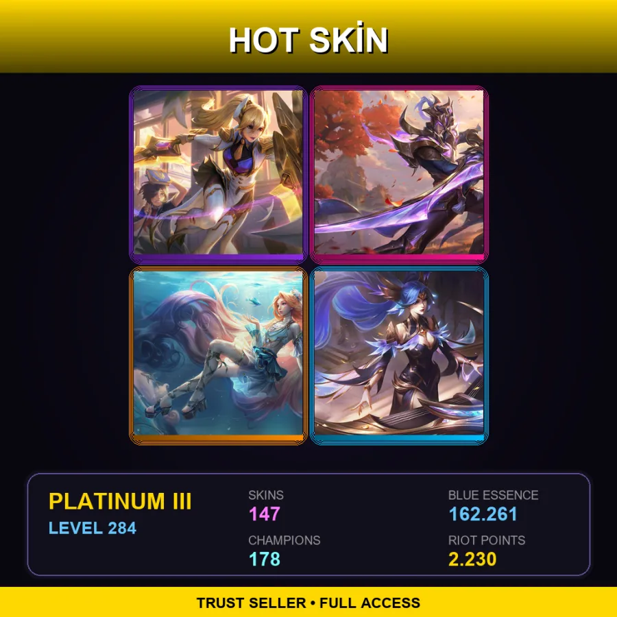 EUW | Lv284 | Platinum III | 147 Skin | 178 Champ