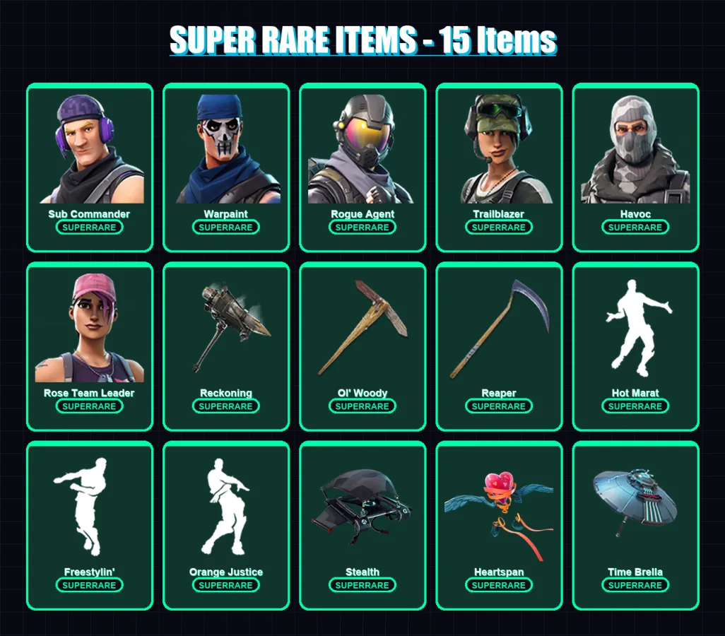 [PS4/PS5/XBOX/PC] | Sub Commander | Warpaint | Rogue Agent | Trailblazer | Havoc | 197 skin | 182 pickaxe | 195 emote | 145 glider | Lv2014 — Fortnite account