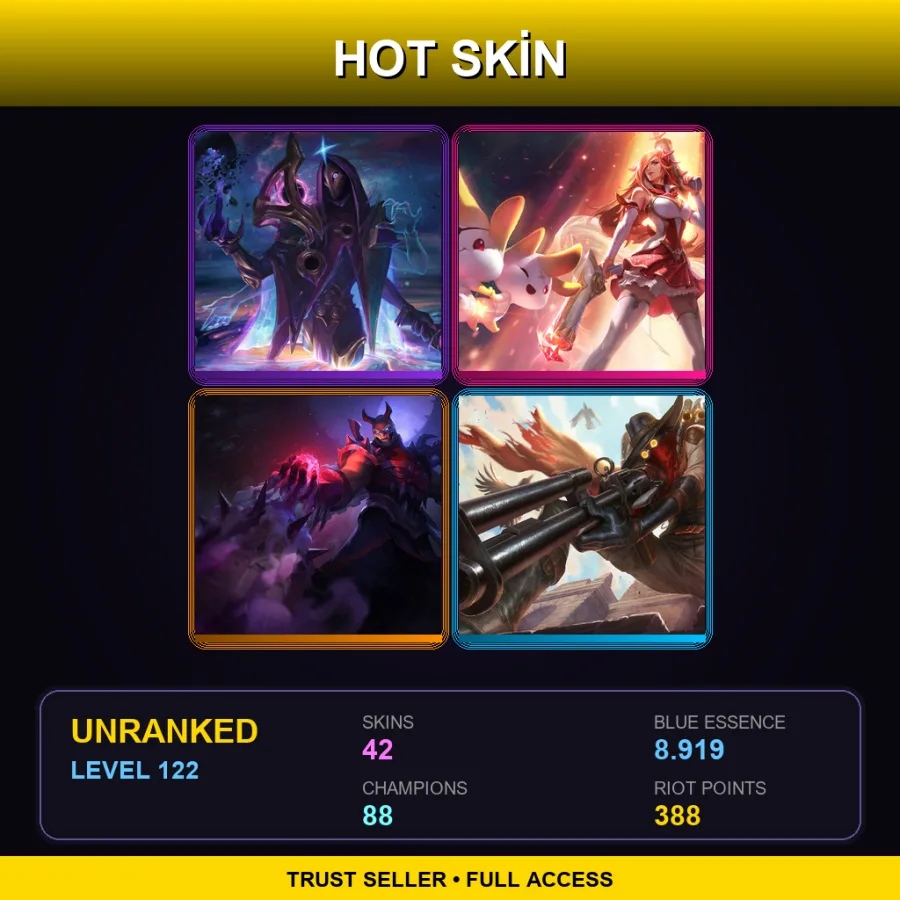 EUNE | Lv122 | Unranked | 42 Skin | 88 Champ — LoL account