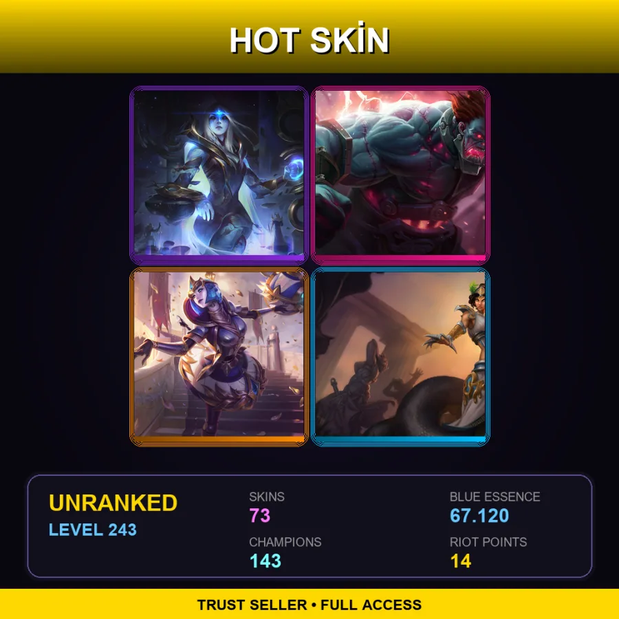 TR | Lv243 | Unranked | 73 Skin | 143 Champ