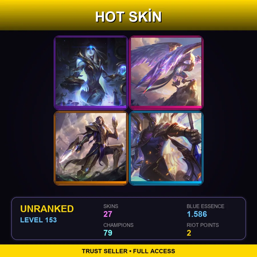 EUW | Lv153 | Unranked | 27 Skin | 79 Champ — LoL account