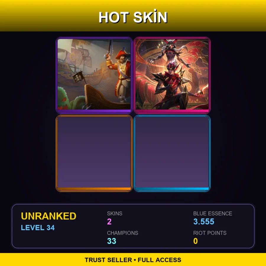 LAS | Lv34 | Unranked | 2 Skin | 33 Champ — Arcana Xayah