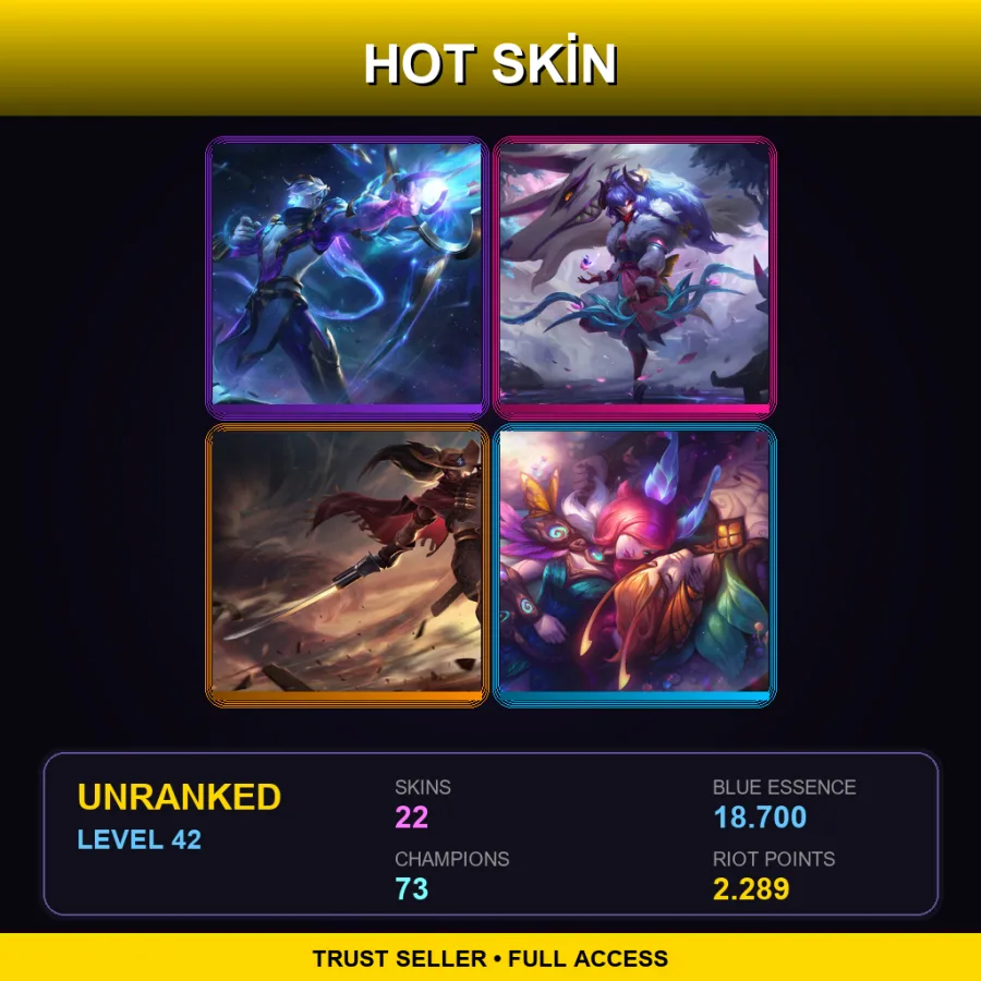NA | Lv42 | Unranked | 22 Skin | 73 Champ