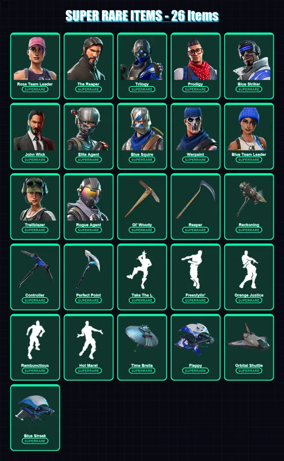 [PC/XBOX/PSN] | Renegade Raider | Rose Team Leader | The Reaper | Trilogy | Prodigy | 382 skin | 324 pickaxe | 263 emote | 193 glider | Lv2397 — Fortnite account