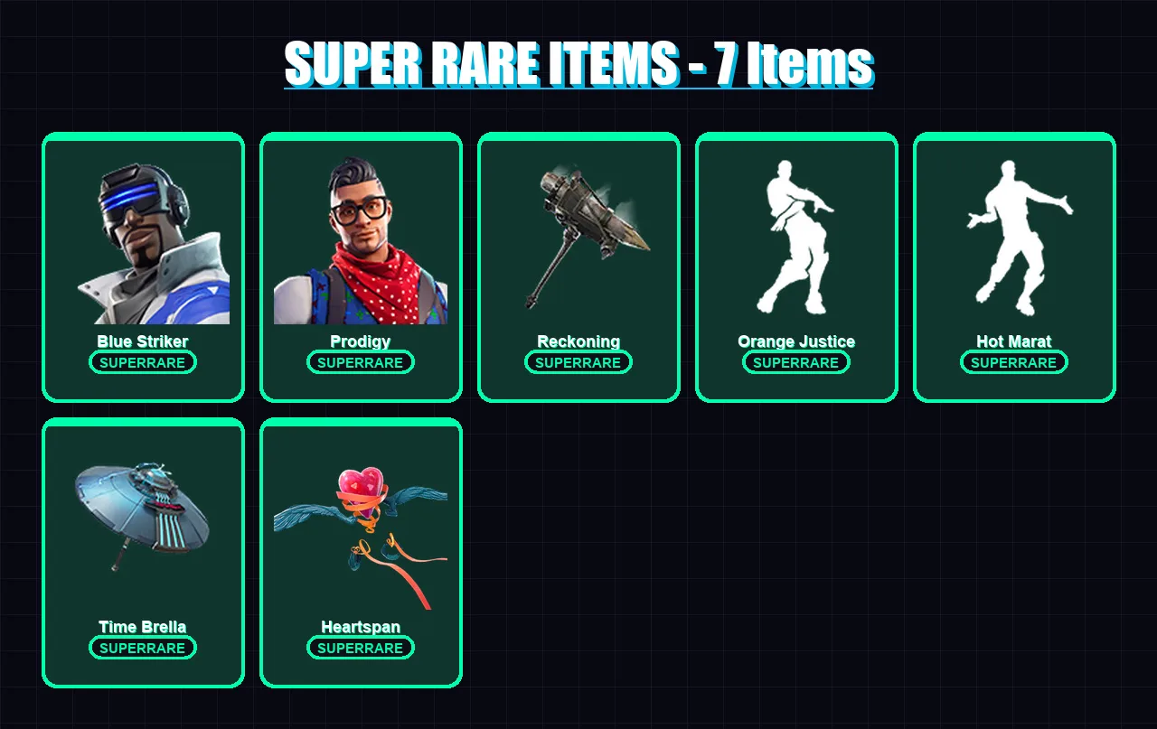 [PS4/PS5/XBOX/PC] | Blue Striker | Prodigy | Kado Thorne | Enforcer | The Visitor | 55 skin | 72 pickaxe | 73 emote | 79 glider | Lv1308