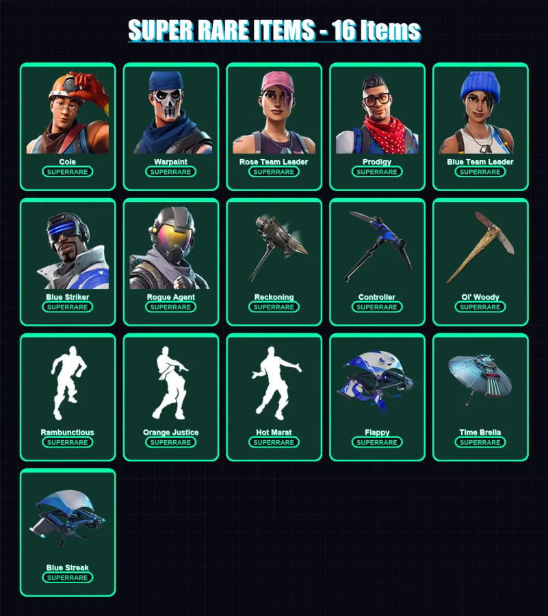 [PS4/PS5/XBOX/PC] | Cole | Warpaint | Rose Team Leader | Prodigy | Blue Team Leader | 67 skin | 57 pickaxe | 64 emote | 67 glider | Lv879