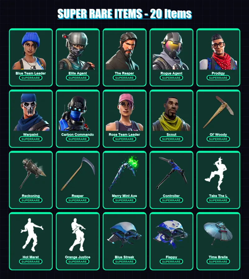 [PC/XBOX] | Blue Team Leader | Elite Agent | The Reaper | Rogue Agent | Prodigy | 189 skin | 178 pickaxe | 167 emote | 127 glider | Lv1800