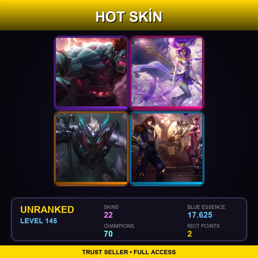 EUW | Hextech Sion | Star Guardian Janna | Dragon Knight Mordekaiser | King of Clubs Mordekaiser | 22 Skin | 70 Champ | Lv145
