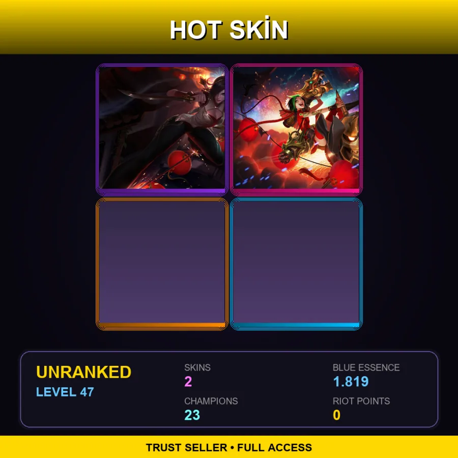 LAN | Lv47 | Unranked | 2 Skin | 23 Champ — LoL account