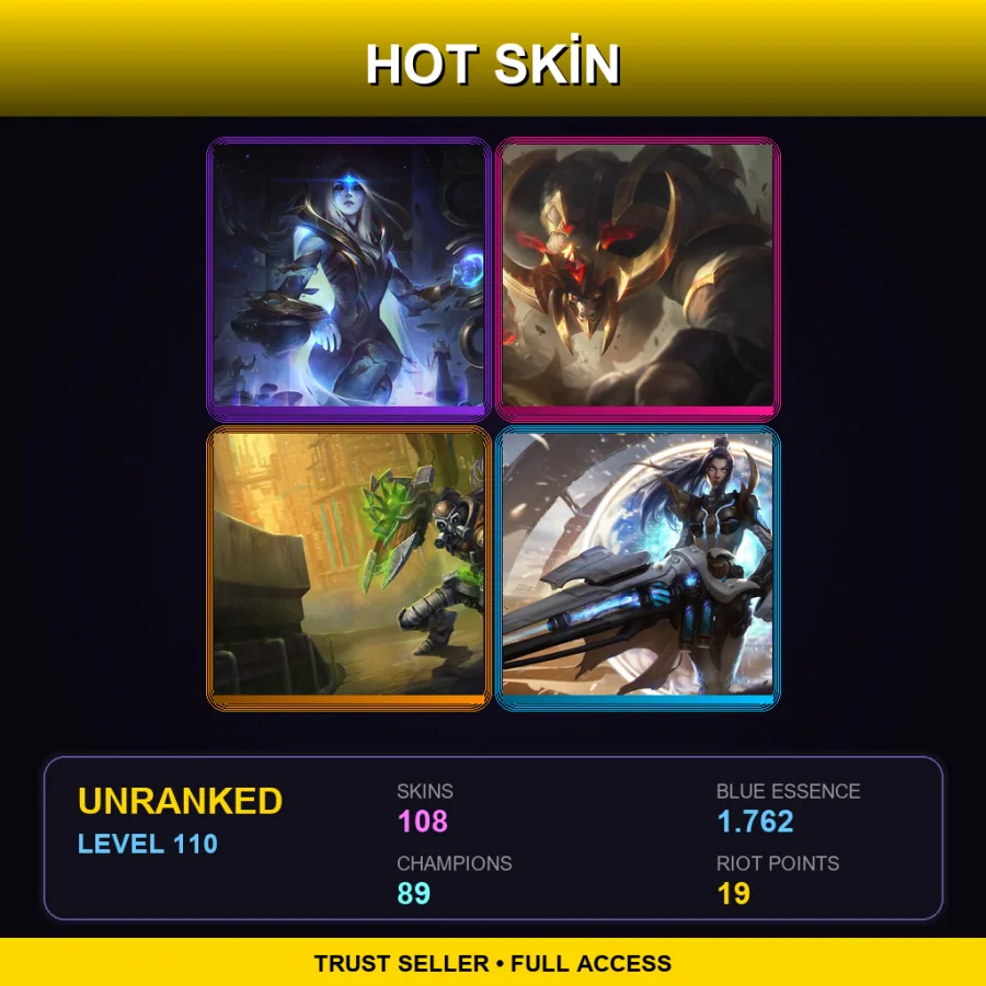 VN | Lv110 | Unranked | 108 Skin | 89 Champ — LoL account