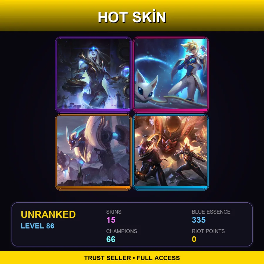 SG | Lv86 | Unranked | 15 Skin | 66 Champ — LoL account