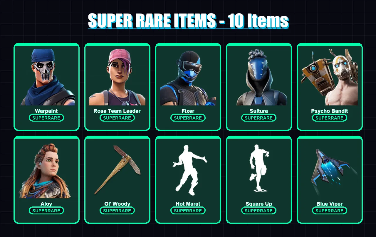 [PC/XBOX] | Warpaint | Rose Team Leader | Fixer | Sultura | Psycho Bandit | 180 skin | 215 pickaxe | 154 emote | 173 glider | Lv2637