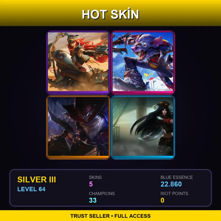 TR | Lv64 | Silver III | 5 Skin | 33 Champ — Bilgewater Katarina