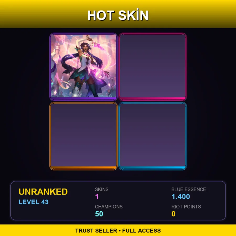 OCE | Lv43 | Unranked | 1 Skin | 50 Champ