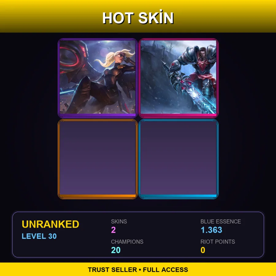 LAN | Riot Kayle | Dreadknight Garen | 2 Skin | 20 Champ | Lv30
