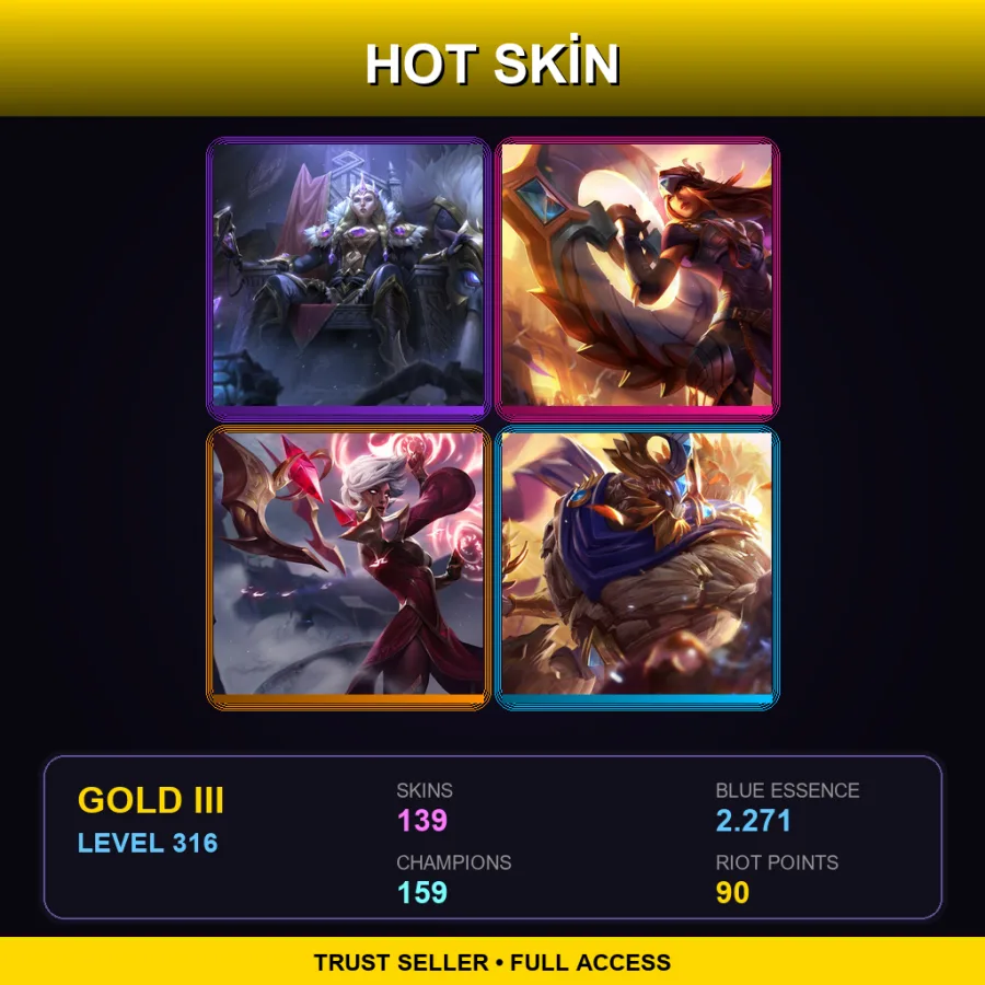 NA | Lv316 | Gold III | 139 Skin | 159 Champ