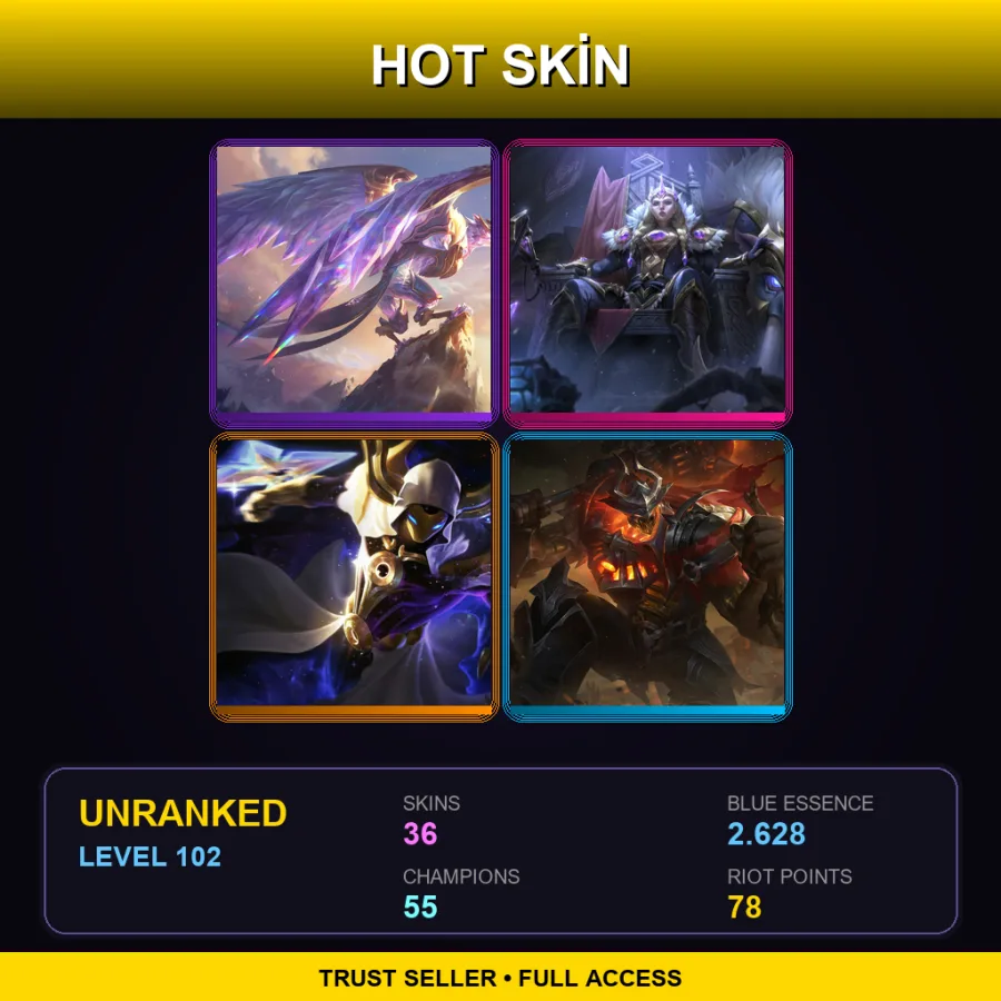 EUW | Victorious Anivia | Victorious Sejuani | Cosmic Reaver Kassadin | High Noon Mordekaiser | 36 Skin | 55 Champ | Lv102