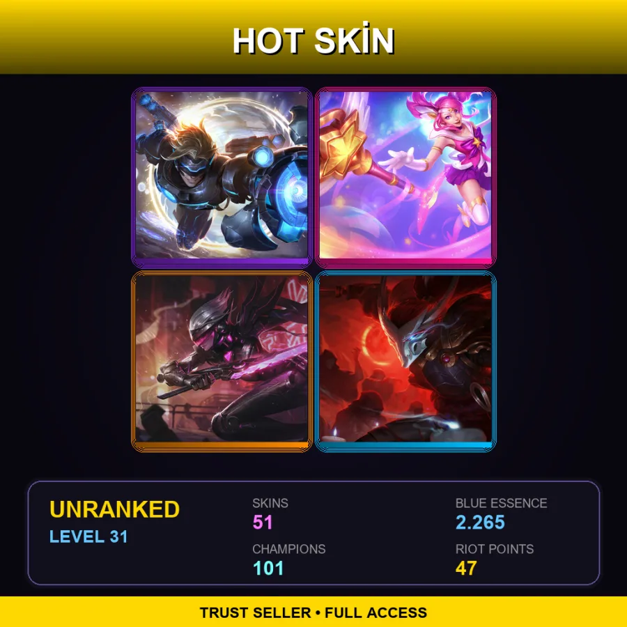 VN | Lv31 | Unranked | 51 Skin | 101 Champ — Beast Hunter Tryndamere