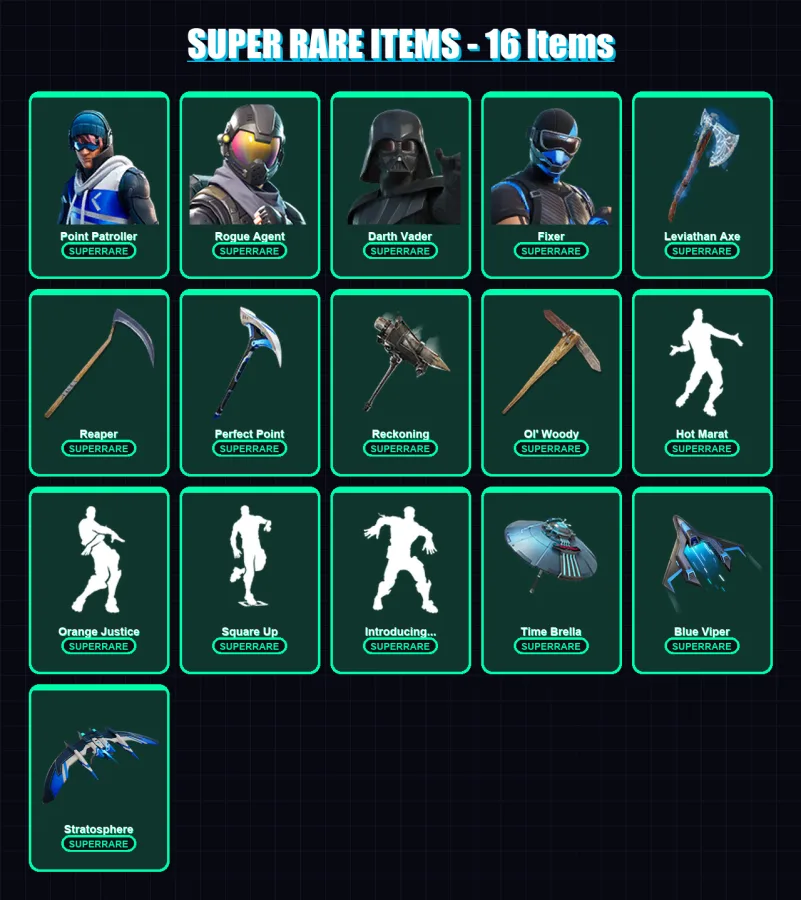 [PC/XBOX] | Point Patroller | Rogue Agent | Darth Vader | Fixer | The Imagined | 226 skin | 209 pickaxe | 176 emote | 169 glider | Lv2925