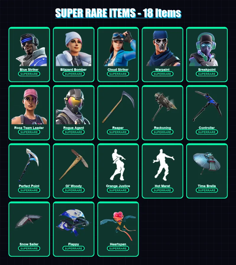 [PS4/PS5/XBOX/PC] | Blue Striker | Blizzard Bomber | Cloud Striker | Warpaint | Breakpoint | 157 skin | 159 pickaxe | 118 emote | 135 glider | Lv208