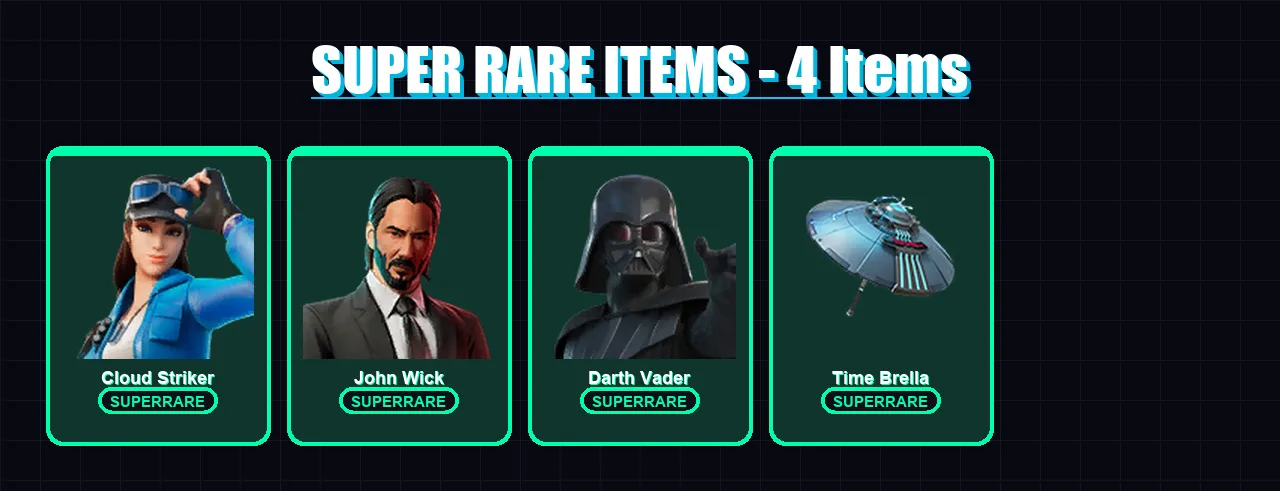 [PC/XBOX] | Cloud Striker | John Wick | Darth Vader | Galaxy Scout | Fade | 103 skin | 156 pickaxe | 107 emote | 122 glider | Lv1877