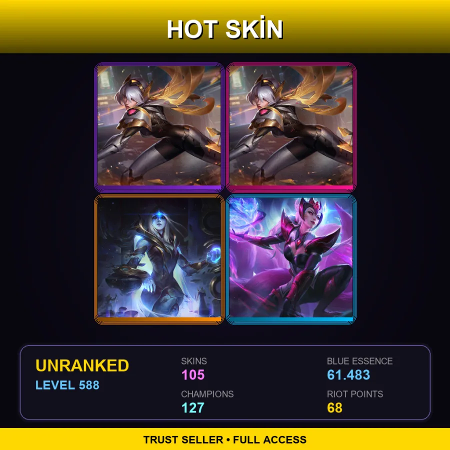 BR | Lv588 | Unranked | 105 Skin | 127 Champ