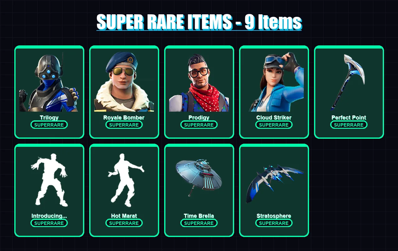 [PC/XBOX] | Trilogy | Royale Bomber | Prodigy | Cloud Striker | Peter Griffin | 183 skin | 200 pickaxe | 163 emote | 168 glider | Lv2215