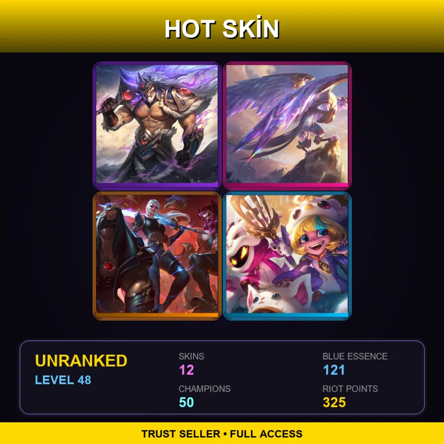 EUW | Lv48 | Unranked | 12 Skin | 50 Champ — LoL account
