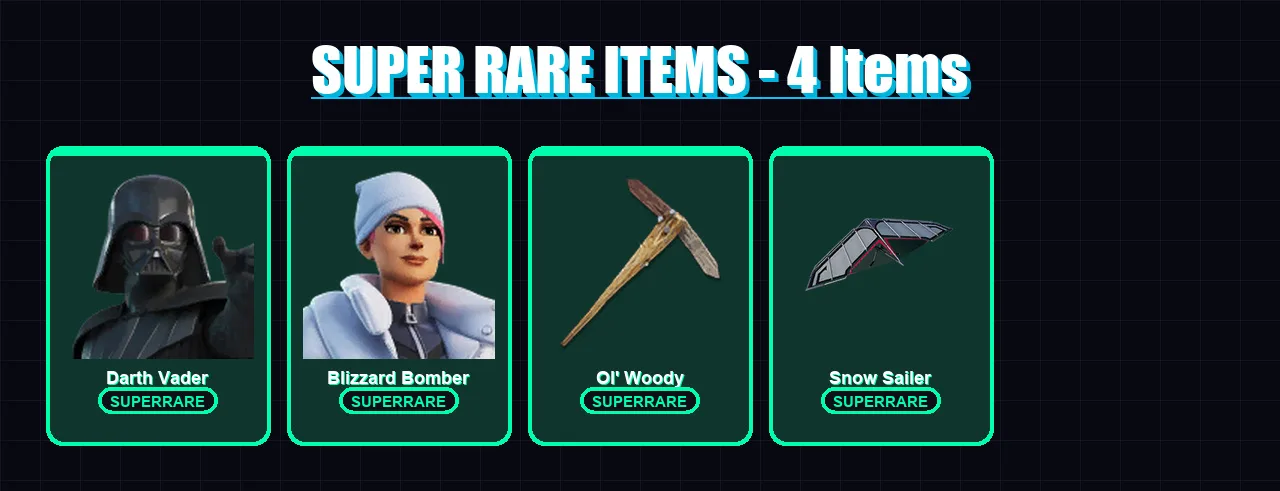 [PS4/PS5/PC] | Darth Vader | Blizzard Bomber | Twyn | Paradigm (Reality-659) | Valeria | 129 skin | 159 pickaxe | 99 emote | 104 glider | Lv1561