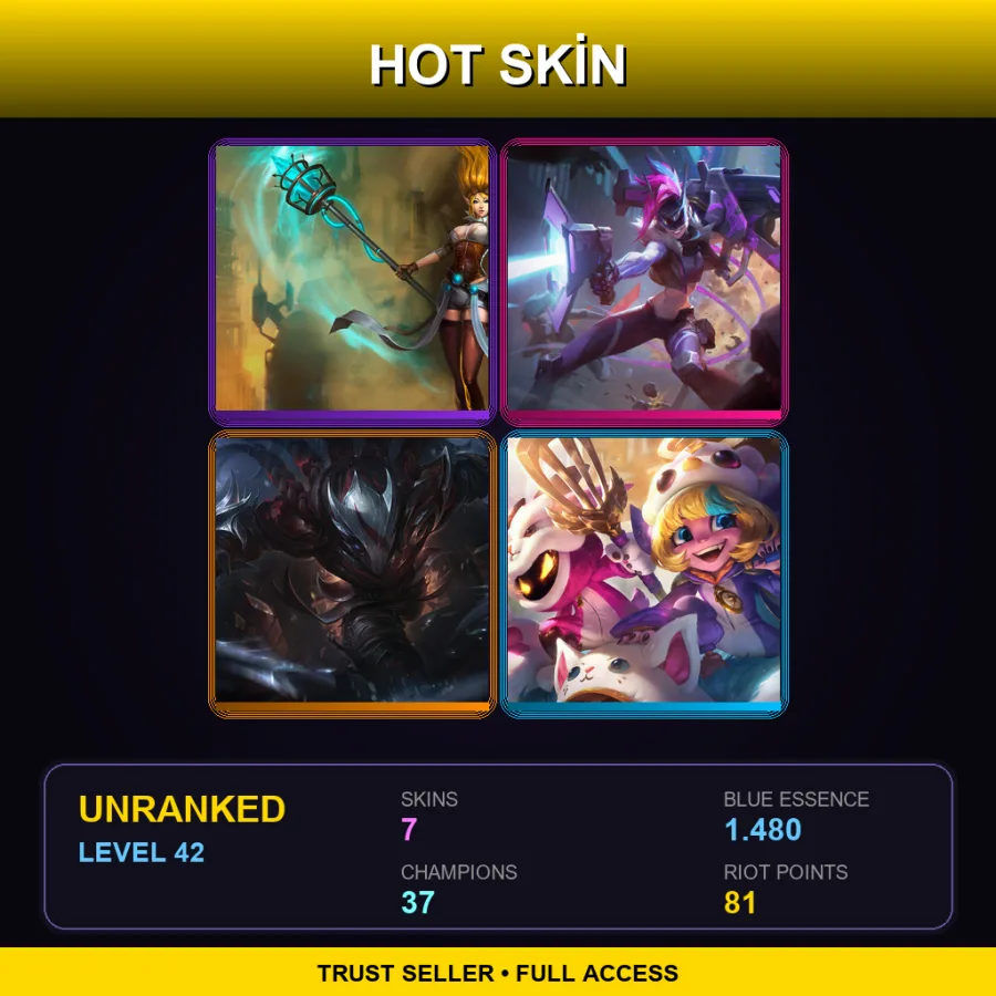 NA | Lv42 | Unranked | 7 Skin | 37 Champ — LoL account