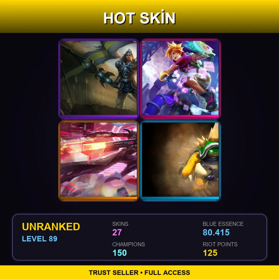 TW | Lv89 | Unranked | 27 Skin | 150 Champ