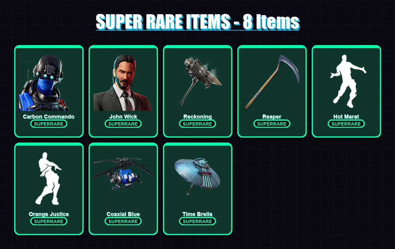 [PC/XBOX] | Carbon Commando | John Wick | Calamity | Fusion | Fade | 92 skin | 133 pickaxe | 117 emote | 129 glider | Lv2631