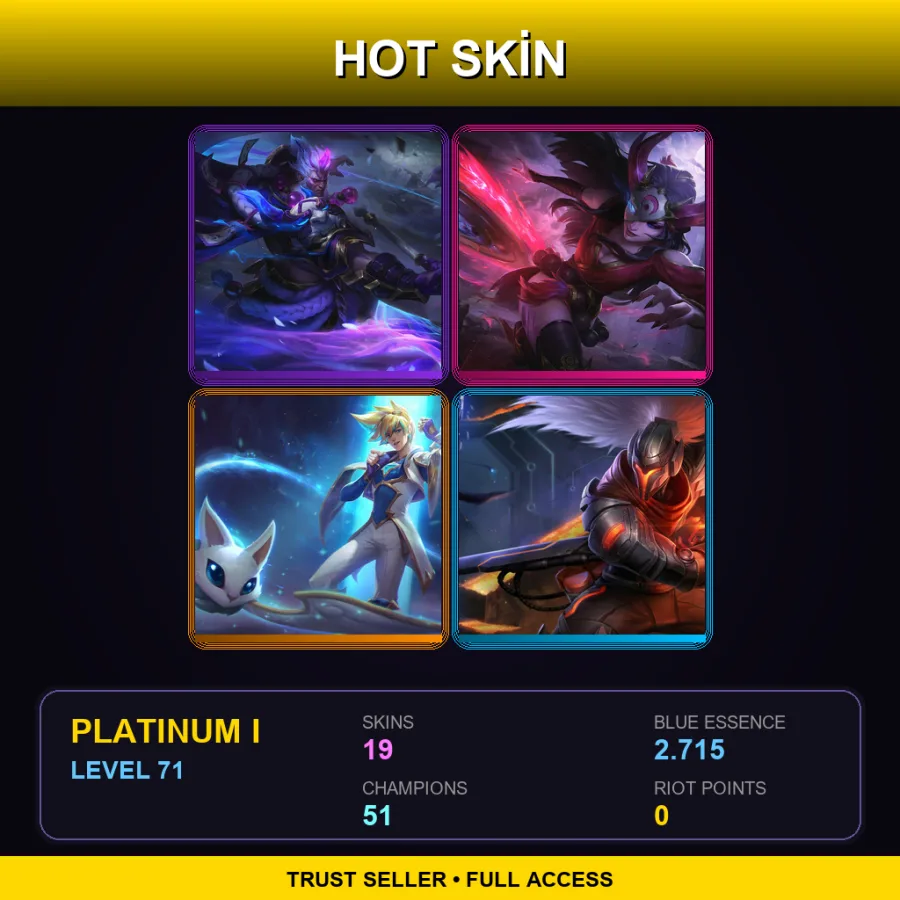 EUNE | Lv71 | Platinum I | 19 Skin | 51 Champ
