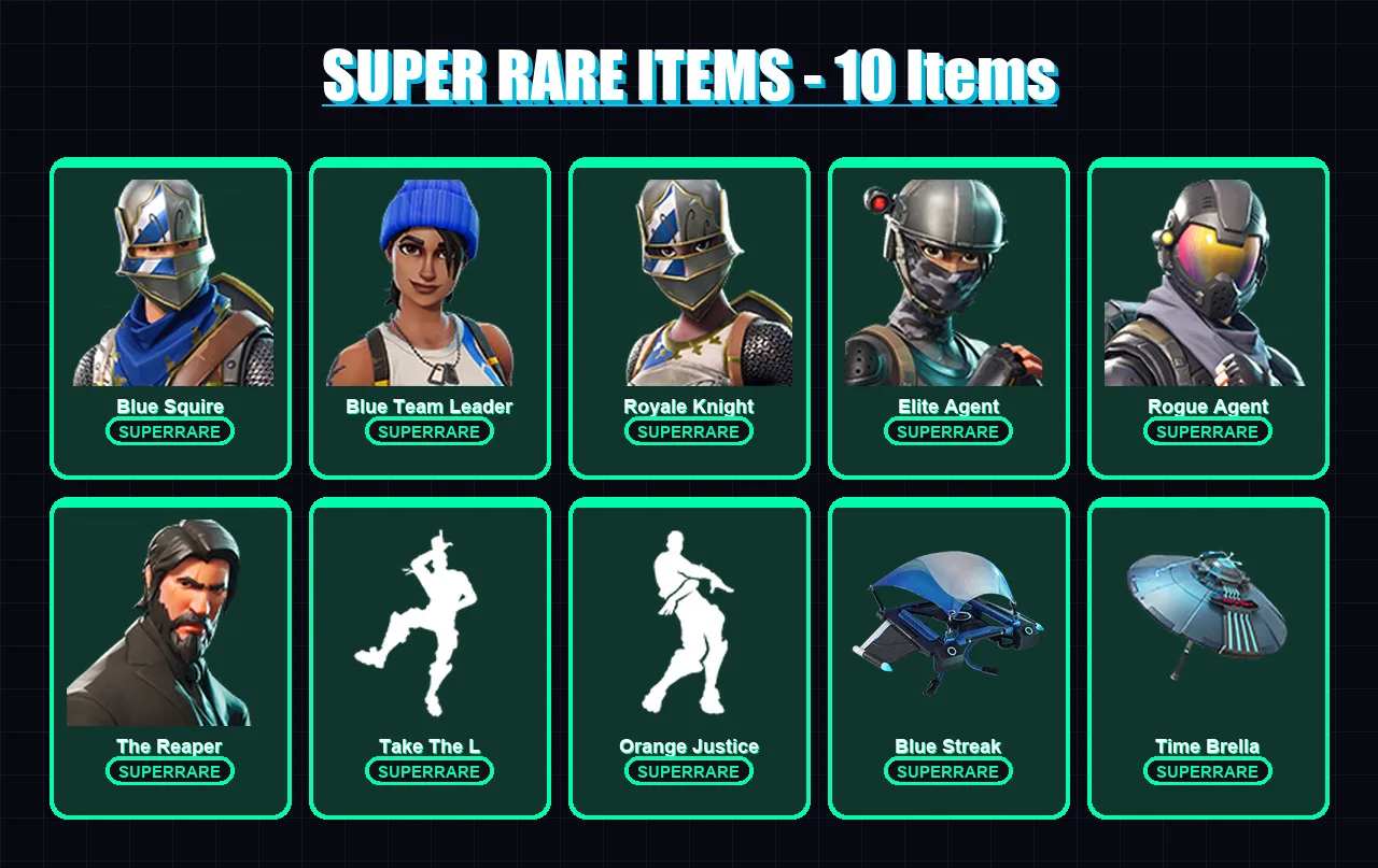 [PS4/PS5/XBOX/PC] | Blue Squire | Blue Team Leader | Royale Knight | Elite Agent | Rogue Agent | 32 skin | 23 pickaxe | 29 emote | 34 glider | Lv516