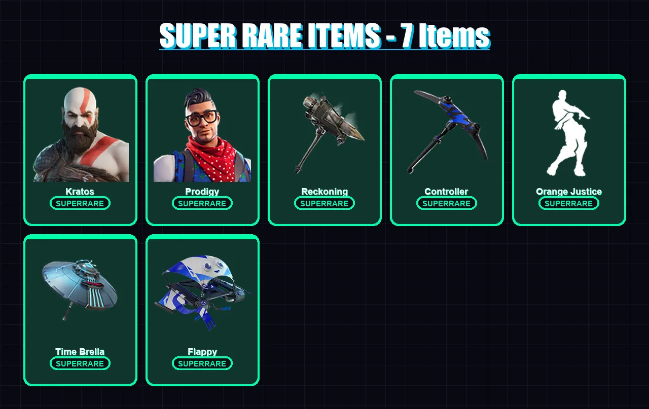[PS4/PS5/XBOX/PC] | Kratos | Prodigy | Rox | Carbide | Midas | 72 skin | 78 pickaxe | 85 emote | 87 glider | Lv1252