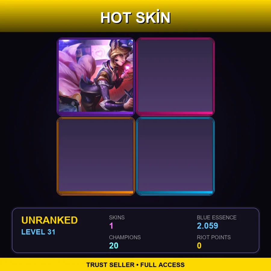 EUW | Lv31 | Unranked | 1 Skin | 20 Champ — LoL account