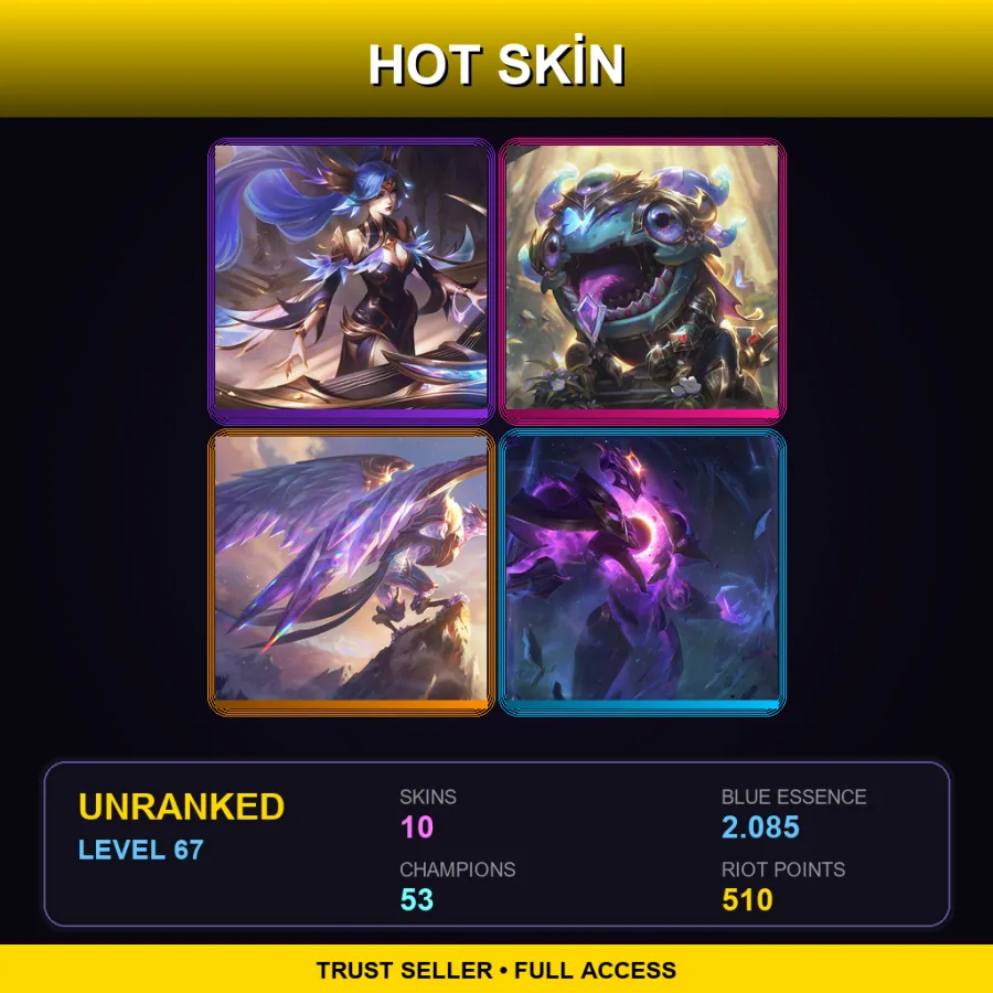 EUW | Victorious Sona | Victorious Kog'Maw | Victorious Anivia | Dark Star Xerath | 10 Skin | 53 Champ | Lv67