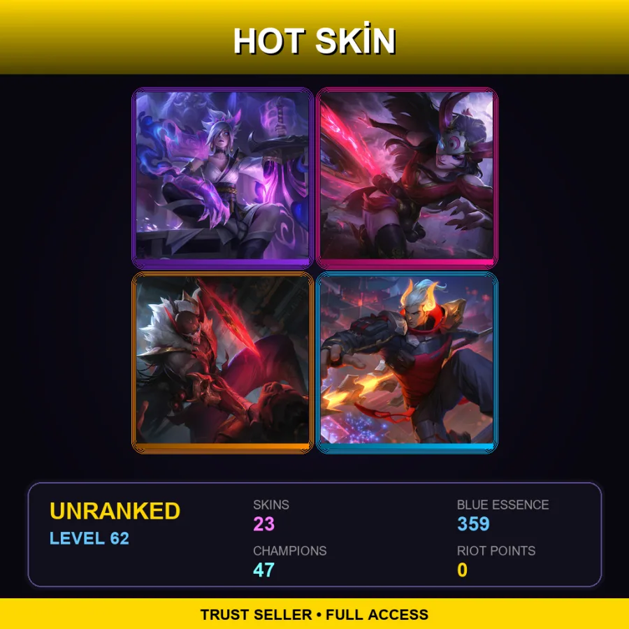 LAN | Lv62 | Unranked | 23 Skin | 47 Champ — LoL account
