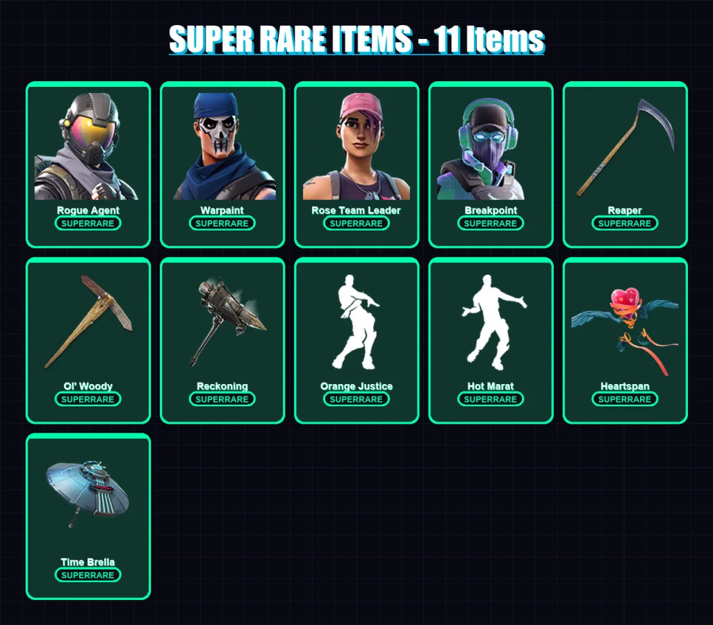 [PC/XBOX/PSN] | Rogue Agent | Warpaint | Rose Team Leader | Breakpoint | Drift | 207 skin | 219 pickaxe | 180 emote | 161 glider | Lv2689