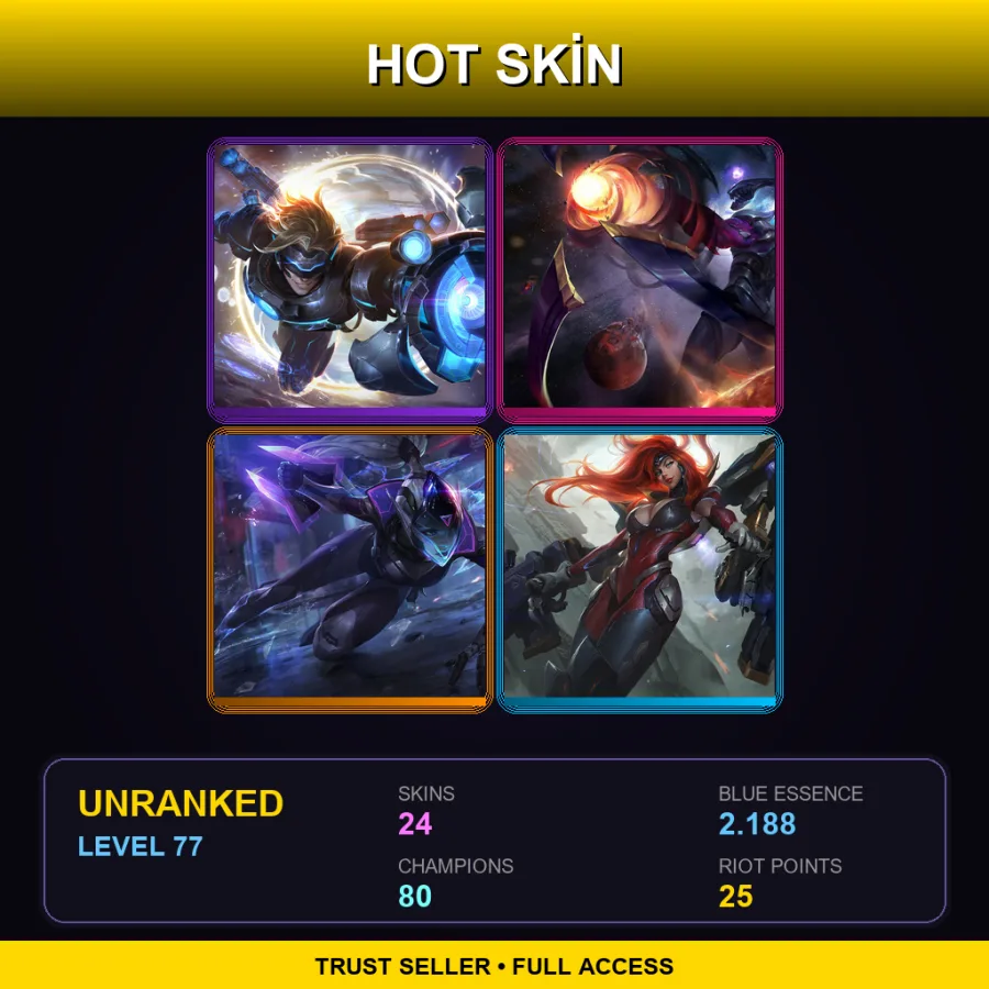 EUW | Lv77 | Unranked | 24 Skin | 80 Champ