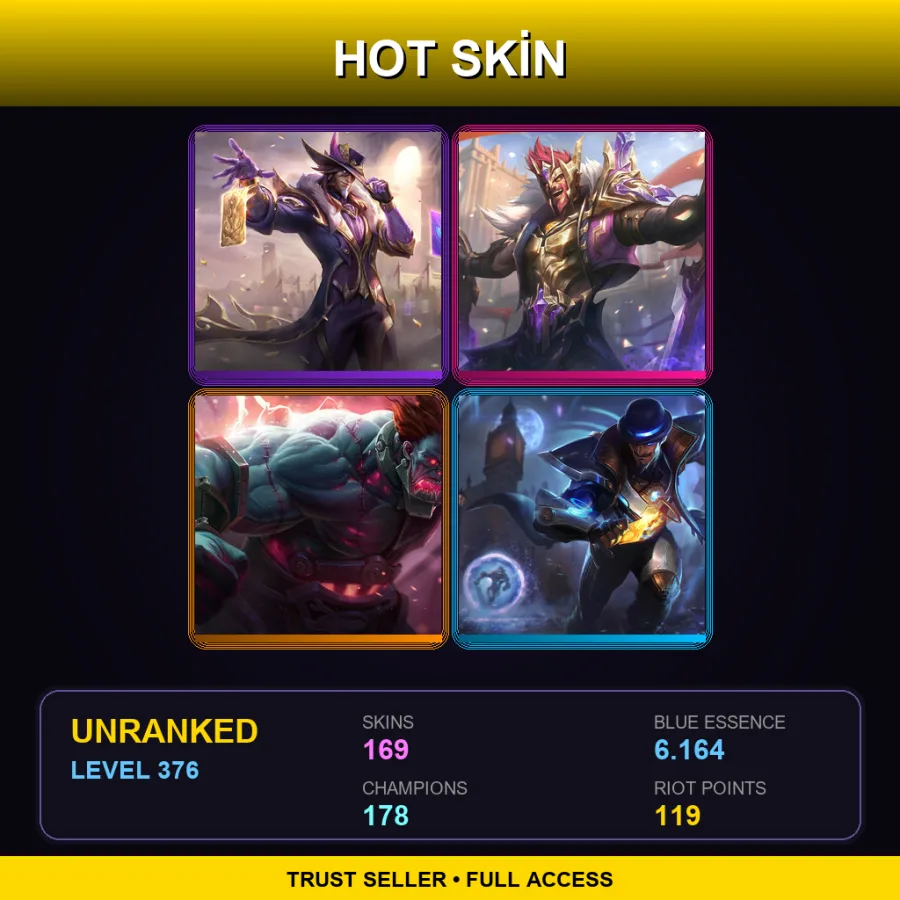 EUW | Lv376 | Unranked | 169 Skin | 178 Champ