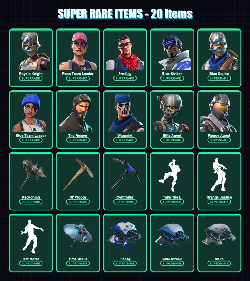 [PC/XBOX/PSN] | Royale Knight | Rose Team Leader | Prodigy | Blue Striker | Blue Squire | 81 skin | 71 pickaxe | 80 emote | 92 glider | Lv1102