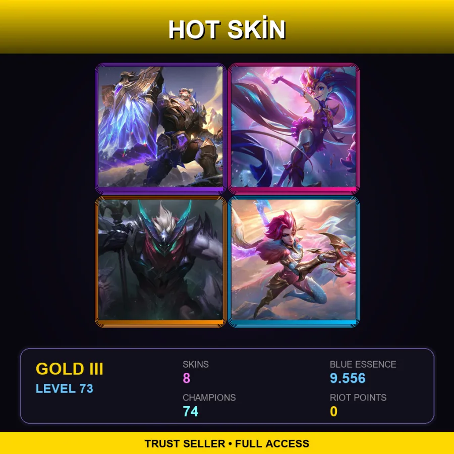 EUW | Victorious Braum | Star Guardian Zoe | Dragon Knight Mordekaiser | Dragonmancer Fiora | 8 Skin | 74 Champ | Gold III | Lv73
