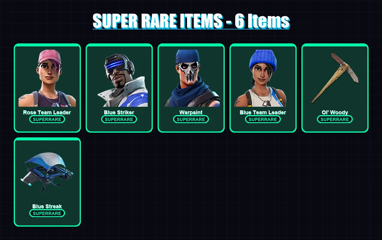 [PC/XBOX/PSN] | Rose Team Leader | Blue Striker | Warpaint | Blue Team Leader | Drift | 9 skin | 12 pickaxe | 11 emote | 13 glider | Lv207