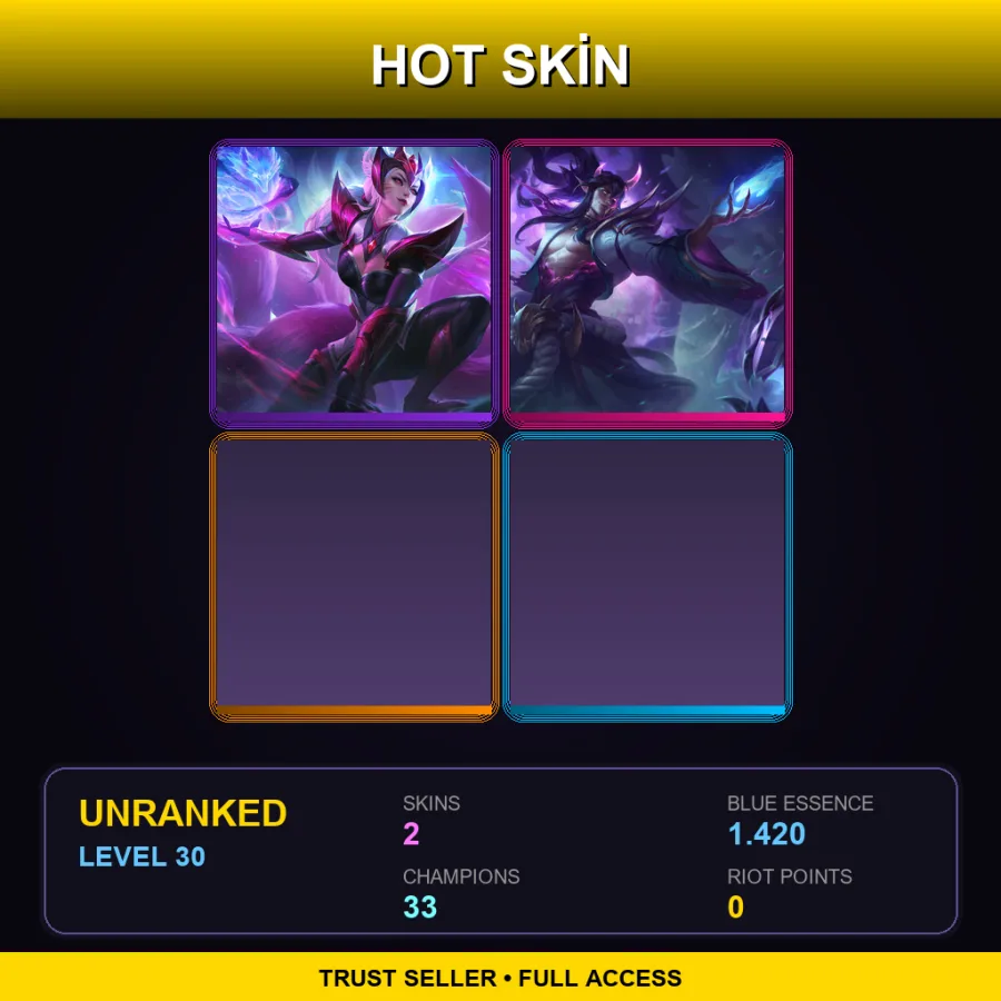 TR | Lv30 | Unranked | 2 Skin | 33 Champ — LoL account