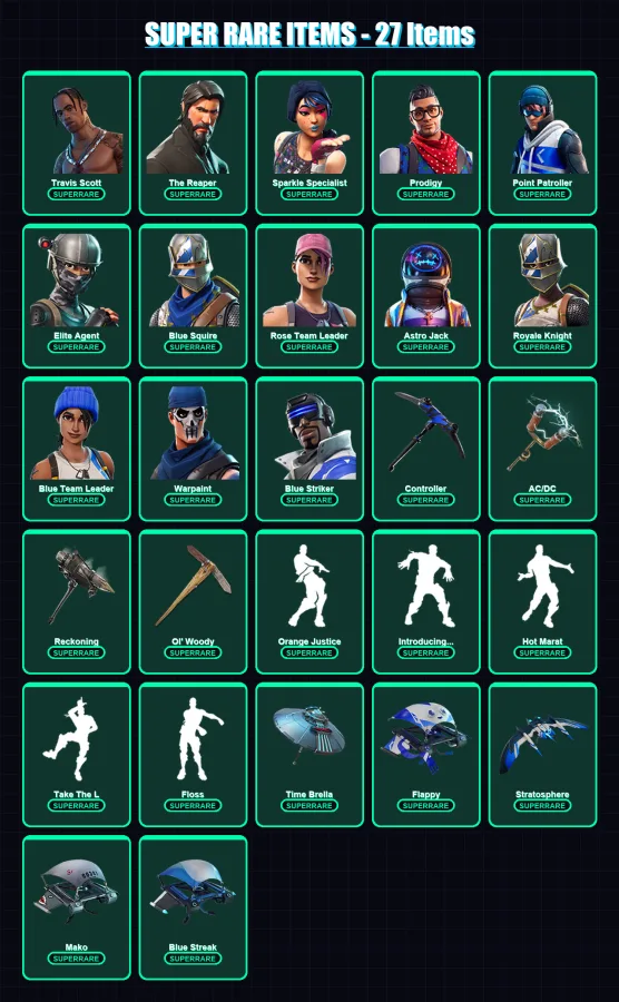 [PS4/PS5/XBOX/PC] | Travis Scott | The Reaper | Sparkle Specialist | Prodigy | Point Patroller | 80 skin | 79 pickaxe | 87 emote | 90 glider | Lv161 — Fortnite account