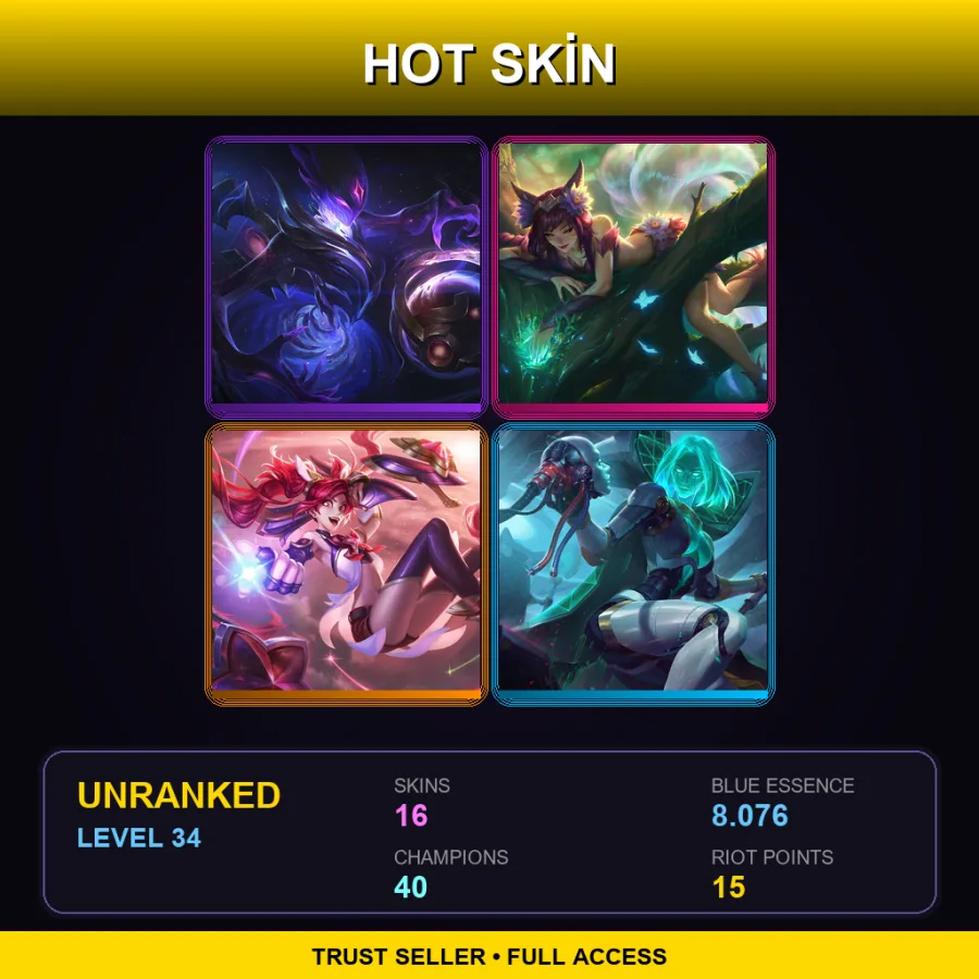 EUNE | Lv34 | Unranked | 16 Skin | 40 Champ